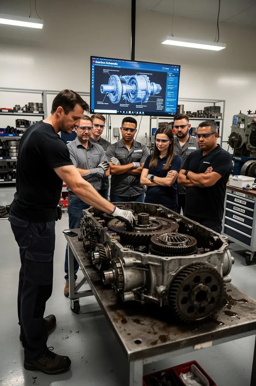 Techniker verwendet Diagnosetool zur Fehleranalyse am Fahrzeuggetriebe in Deutschland.